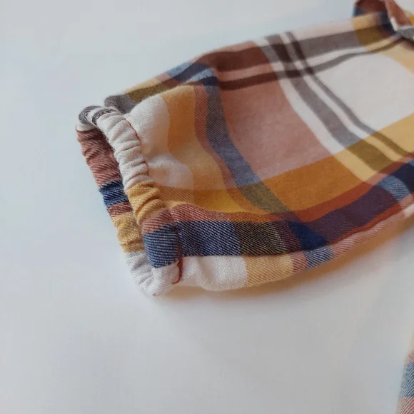 🛍 The Children's Place Baby Girl Plaid Dress 12-18 M Fall Yellow Brown White - Picture 6 of 7